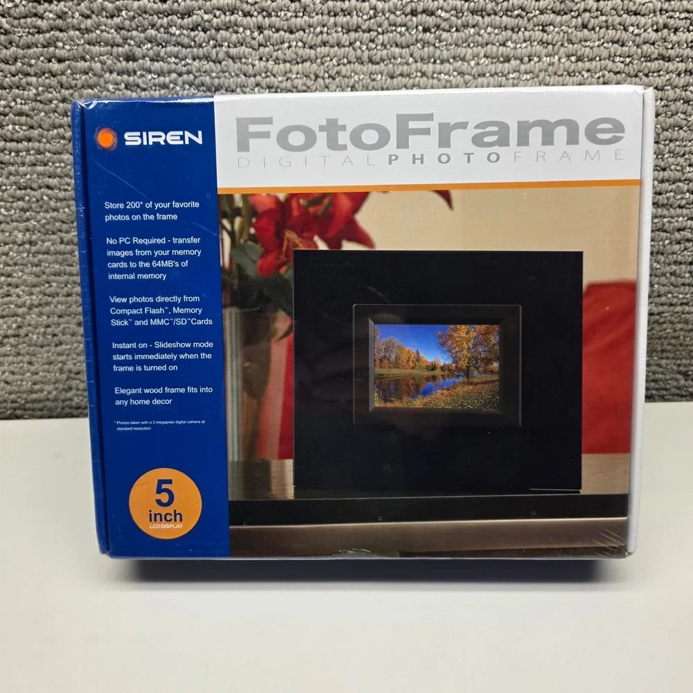 Siren FotoFrame 5 Inch Digital Photo Frame Wood 64MB Internal‎ Memory New Sealed